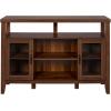 Walker Edison Tall Wood Universal TV Stand with Open Storage for TV’s up to 58″ Flat Screen Living Room Storage Entertainment Center, 52 Inch, Walnut Brown