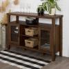 Walker Edison Tall Wood Universal TV Stand with Open Storage for TV’s up to 58″ Flat Screen Living Room Storage Entertainment Center, 52 Inch, Walnut Brown