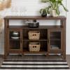 Walker Edison Tall Wood Universal TV Stand with Open Storage for TV’s up to 58″ Flat Screen Living Room Storage Entertainment Center, 52 Inch, Walnut Brown