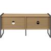 Walker Edison Tierra Contemporary Minimalist Metal-Leg Low TV Stand for TVs up to 50 Inches 48 Inch Coastal Oak