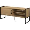 Walker Edison Tierra Contemporary Minimalist Metal-Leg Low TV Stand for TVs up to 50 Inches 48 Inch Coastal Oak