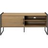 Walker Edison Tierra Contemporary Minimalist Metal-Leg Low TV Stand for TVs up to 50 Inches 48 Inch Coastal Oak