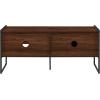Walker Edison Tierra Contemporary Minimalist Metal-Leg Low TV Stand for TVs up to 50 Inches 48 Inch Dark Walnut