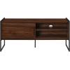 Walker Edison Tierra Contemporary Minimalist Metal-Leg Low TV Stand for TVs up to 50 Inches 48 Inch Dark Walnut