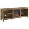 Walker Edison Wren Classic 4 Cubby Fireplace TV Stand for TVs up to 80 Inches, 70 Inch, Espresso(Barnwood)