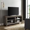 Walker Edison Wren Classic 4 Cubby Fireplace TV Stand for TVs up to 80 Inches, 70 Inch, Espresso(Grey Wash)