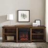 Walker Edison Wren Classic 4 Cubby Fireplace TV Stand for TVs up to 80 Inches, 70 Inch, Espresso(Rustic Oak)