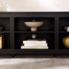 Walker Edison Wren Classic 6 Cubby TV Stand for TVs up to 80 Inches, 70 Inch, White Wash(Black)