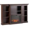 Walker Edison 70” Traditional Mantel Fireplace, Freestanding Electric Fireplace with Shelves to Display Decor or Books, Heats Rooms up to 1,000 Square Feet, 12.5″ D x 45″ H, Brown