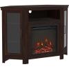 Walker Edison Alcott Classic Glass Door Fireplace Corner TV Stand for TVs up to 55 Inches, 48 Inch, Espresso(Traditional Brown)