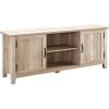 Walker Edison Buren Classic Grooved Door TV Stand for TVs up to 65 Inches, 58 x 16 x 24 inches, Rustic Oak(White Oak)