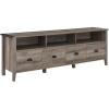 Walker Edison Chantilly 70 Inch Modern Farmhouse 4 Drawer TV Stand for TVs up to 80 Inches – Grey Wash(Grey Wash)