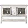 Walker Edison Charlotte Classic Glass Door Storage Buffet, 52 Inch, White(Antique White)