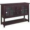 Walker Edison Charlotte Classic Glass Door Storage Buffet, 52 Inch, White(Espresso)