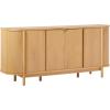 Walker Edison Ezra 70″ Curved Sideboard Cabinet, MDF and Veneer Dining Room Buffet Cabinet with Storage, Credenza with Sleek Curved Doors and Sides, Black(Natural)