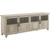 Walker Edison Farmhouse Glass and Wood TV Stand for TV’s up to 80″ Universal TV Stand for Flat Screen Living Room Storage Cabinets and Shelves Entertainment Center, 70 Inch, Rustic Oak(White Oak)