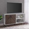 Walker Edison Fehr Modern 2 Door Bookmatch Asymmetrical Console for TVs up to 65 Inches, 58 Inch, Ash Brown(Ash Brown)