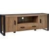 Walker Edison Industrial Modern Wood Universal TV Stand with Cabinet Doors and Open Shelves for TV’s up to 64″ Flat Screen Living Room Storage Entertainment Center, 60 Inch, Driftwood(Driftwood)