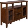Walker Edison Tall Wood Universal TV Stand with Open Storage for TV’s up to 58″ Flat Screen Living Room Storage Entertainment Center, 52 Inch, Walnut Brown