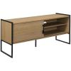 Walker Edison Tierra Contemporary Minimalist Metal-Leg Low TV Stand for TVs up to 50 Inches 48 Inch Coastal Oak