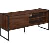 Walker Edison Tierra Contemporary Minimalist Metal-Leg Low TV Stand for TVs up to 50 Inches 48 Inch Dark Walnut
