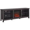 Walker Edison Wren Classic 4 Cubby Fireplace TV Stand for TVs up to 80 Inches, 70 Inch, Espresso(Charcoal)