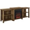 Walker Edison Wren Classic 4 Cubby Fireplace TV Stand for TVs up to 80 Inches, 70 Inch, Espresso(Rustic Oak)