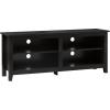 Walker Edison Wren Classic 4 Cubby TV Stand for TVs up to 65 Inches, 58 Inch, Black(Black)