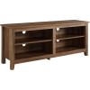 Walker Edison Wren Classic 4 Cubby TV Stand for TVs up to 65 Inches, 58 Inch, Black(Rustic Oak)