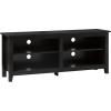Walker Edison Wren Classic 4 Cubby TV Stand for TVs up to 65 Inches, 58 Inch, Charcoal Grey(Black)