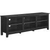 Walker Edison Wren Classic 6 Cubby TV Stand for TVs up to 80 Inches, 70 Inch, White Wash(Black)
