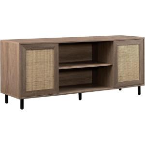 Walker Edison Adelaide Coastal Rattan-Door TV Stand for TVs up to 60 Inches, 58 Inch, Driftwood