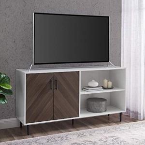 Walker Edison Fehr Modern 2 Door Bookmatch Asymmetrical Console for TVs up to 65 Inches, 58 Inch, Ash Brown(Ash Brown)