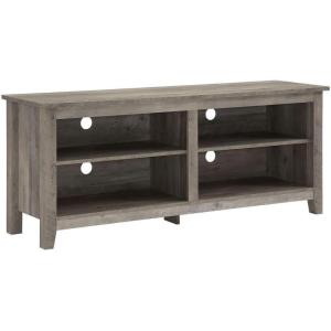 Walker Edison Wren Classic 4 Cubby Fireplace TV Stand for TVs up to 80 Inches, 70 Inch, Espresso(Grey Wash)