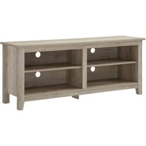 Walker Edison Wren Classic 4 Cubby Fireplace TV Stand for TVs up to 80 Inches, 70 Inch, Espresso(White Oak)