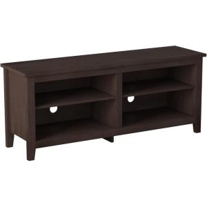Walker Edison Wren Classic 4 Cubby TV Stand for TVs up to 65 Inches, 58 Inch, Black(Espresso)
