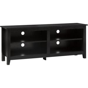 Walker Edison Wren Classic 4 Cubby TV Stand for TVs up to 65 Inches, 58 Inch, Charcoal Grey(Black)