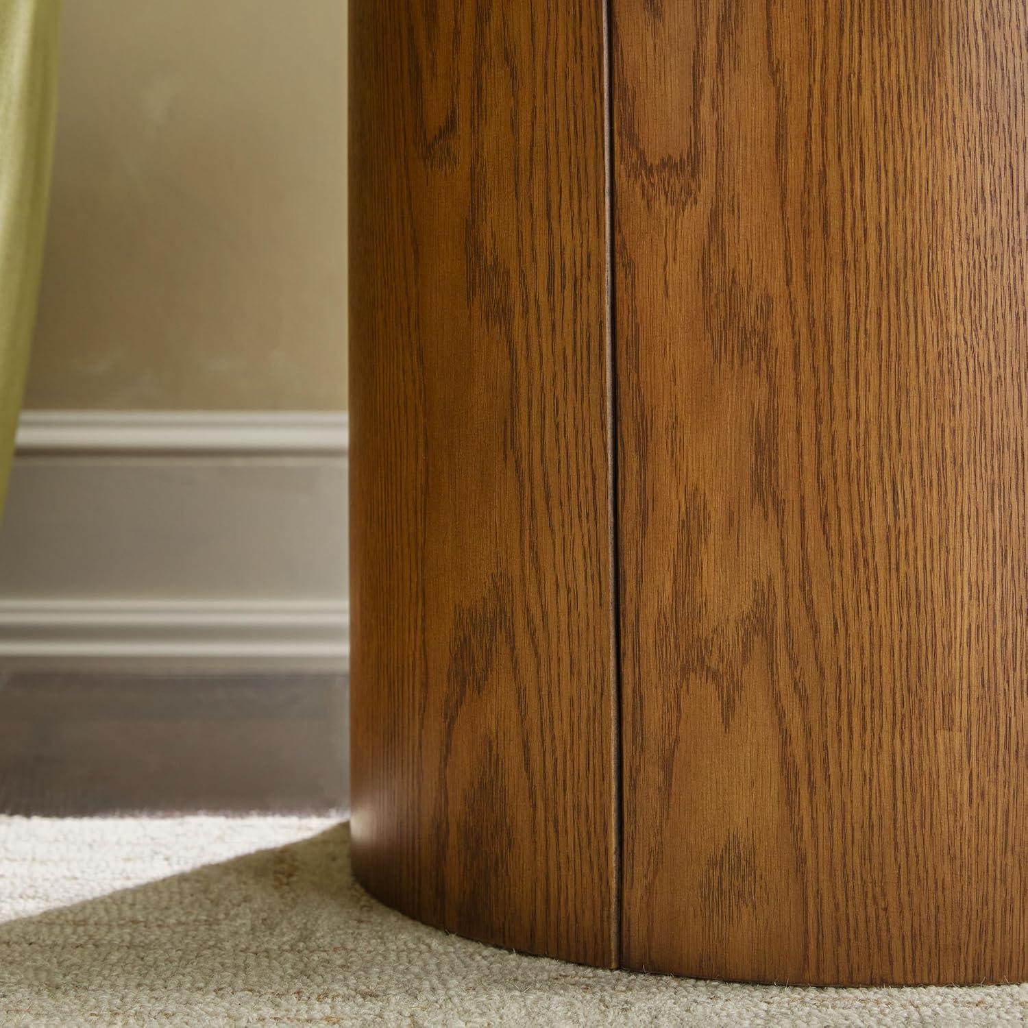 imageWalker Edison Maya Modern Solid Oak Wood Veneer Side Table with Storage 18 Inch White OakMedium Brown