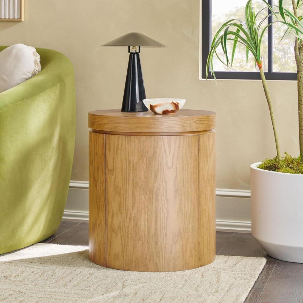 imageWalker Edison Maya Modern Solid Oak Wood Veneer Side Table with Storage 18 Inch White OakWhite Oak