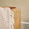 Walker Edison Maya Modern Solid Oak Wood Veneer Side Table with Storage, 18 Inch, White Oak(White Oak)