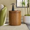 Walker Edison Maya Modern Solid Oak Wood Veneer Side Table with Storage, 18 Inch, White Oak(Medium Brown)