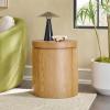 Walker Edison Maya Modern Solid Oak Wood Veneer Side Table with Storage, 18 Inch, White Oak(White Oak)