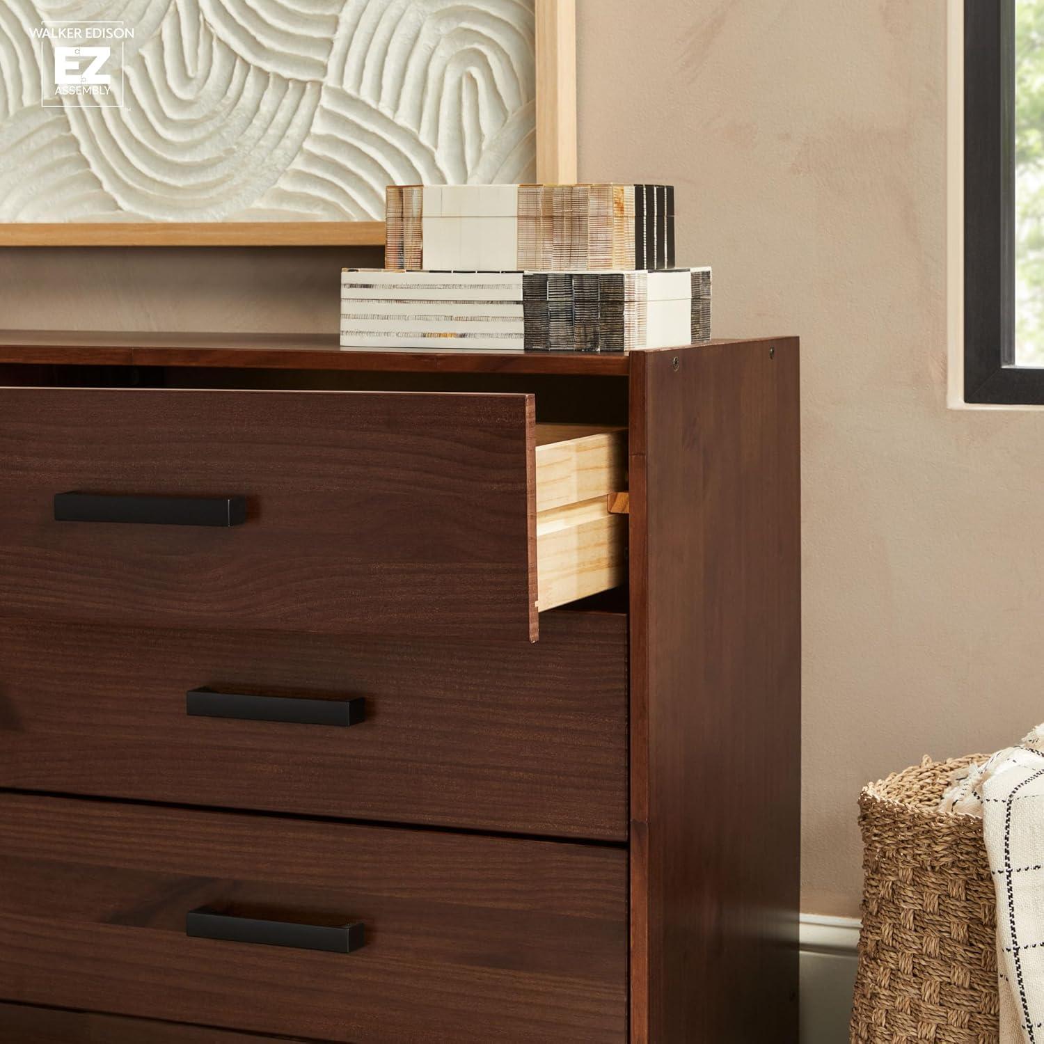 imageWalker Edison Easy Assembly Solid Wood 6Drawer Dresser with Handles Walnut
