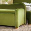 Walker Edison Chantelle Modern Contemporary Curved Upholstered Bench with Storage, 56 Inch, Ivory Bouclé(Green)