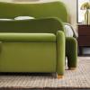 Walker Edison Chantelle Modern Contemporary Curved Upholstered Bench with Storage, 56 Inch, Ivory Bouclé(Green)