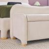 Walker Edison Chantelle Modern Contemporary Curved Upholstered Bench with Storage, 56 Inch, Ivory Bouclé(Ivory)