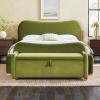 Walker Edison Chantelle Modern Contemporary Curved Upholstered Bench with Storage, 56 Inch, Ivory Bouclé(Green)