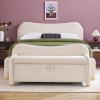 Walker Edison Chantelle Modern Contemporary Curved Upholstered Bench with Storage, 56 Inch, Ivory Bouclé(Ivory)