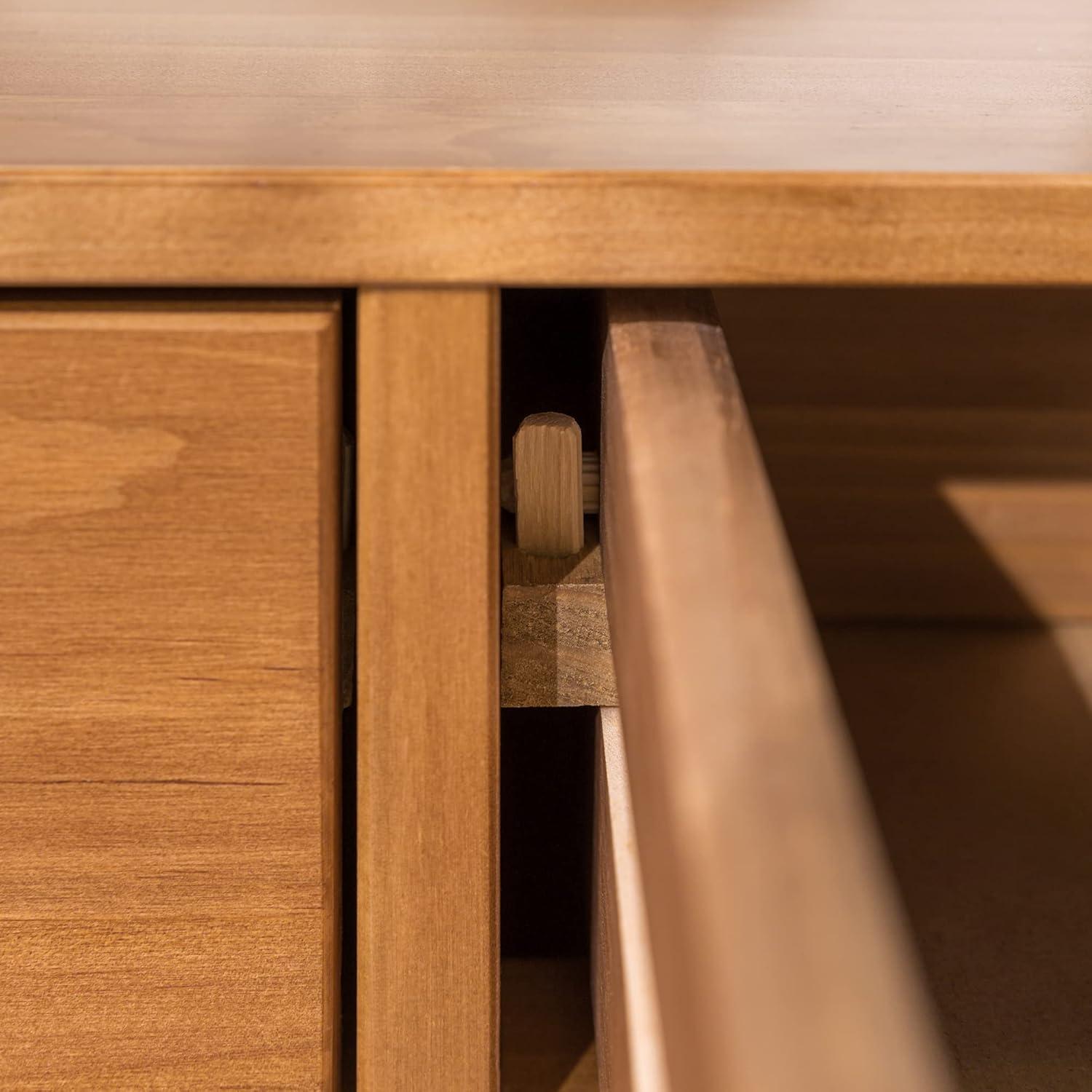 imageWalker Edison Blythe MidCentury Modern TrayTop Solid Wood 9Drawer Dresser 60 Inch WhiteCaramel