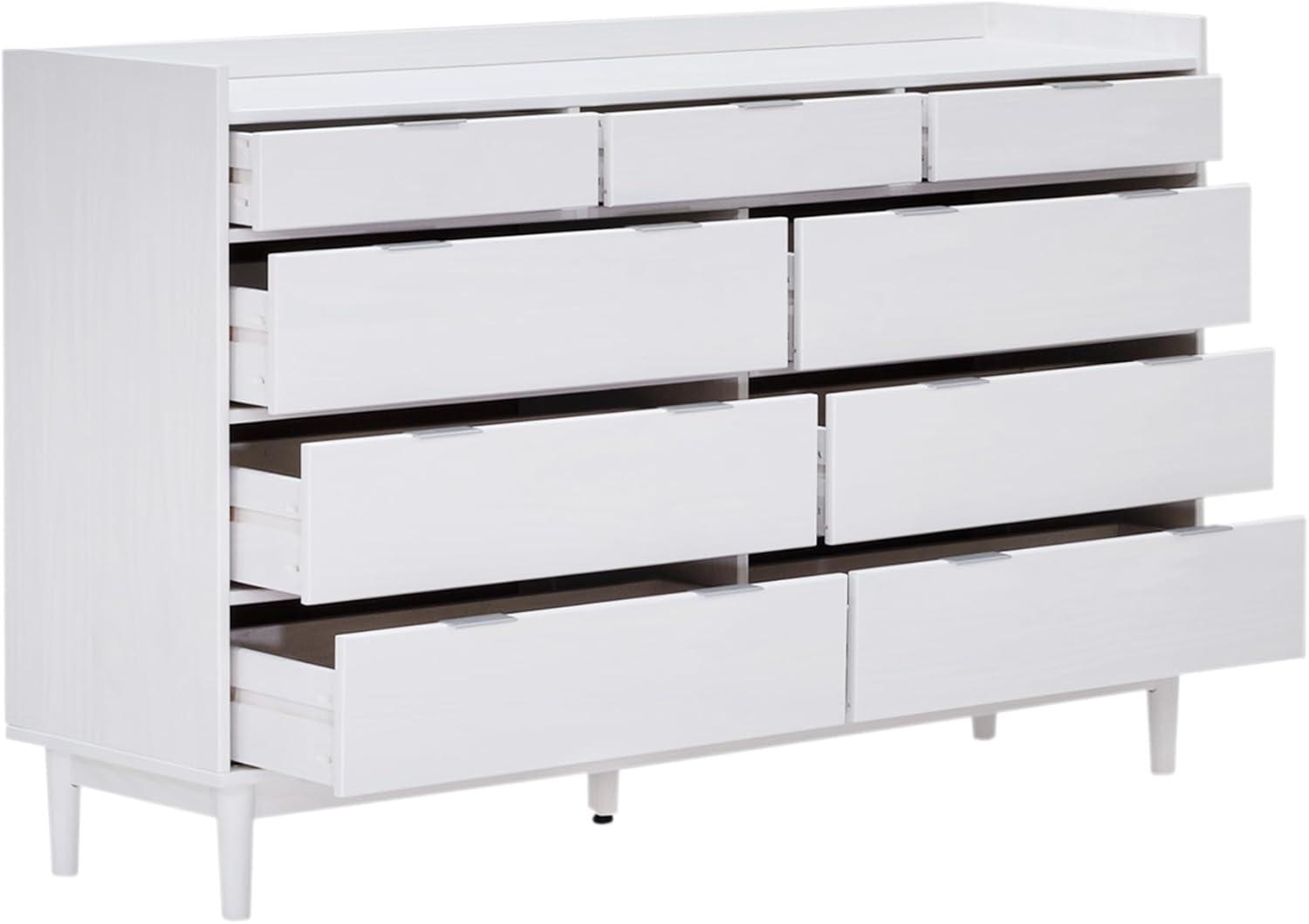 imageWalker Edison Blythe MidCentury Modern TrayTop Solid Wood 9Drawer Dresser 60 Inch WhiteWhite